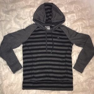 Adidas Performance Sweatshirt Hoodie Black Grey Striped